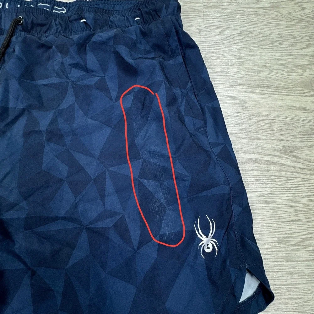 Spyder Men's Swim Trunks Geometric Navy Blue XXL Board Shorts Drawstring Pockets